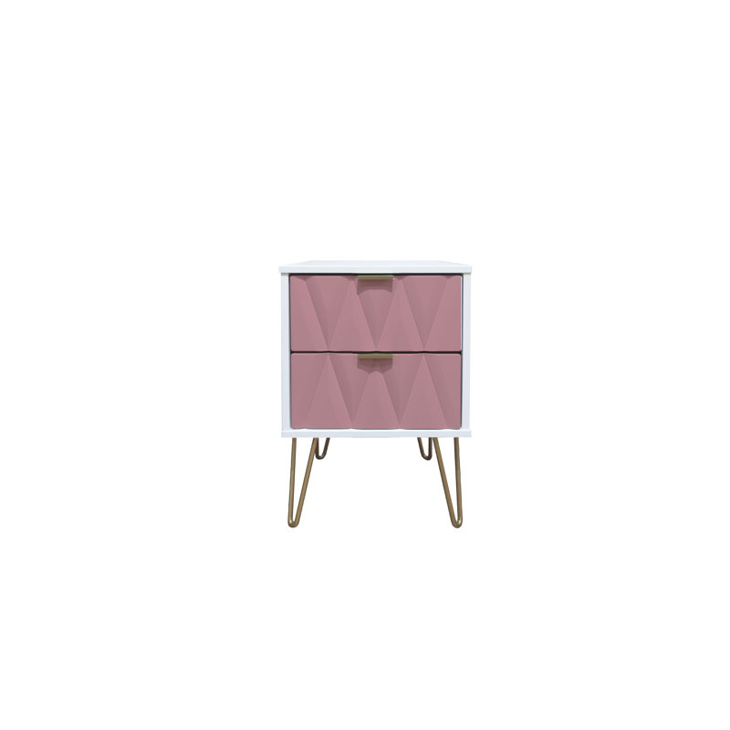 Fully Assembled Forst 2 Drawer Bedside Table, Pink