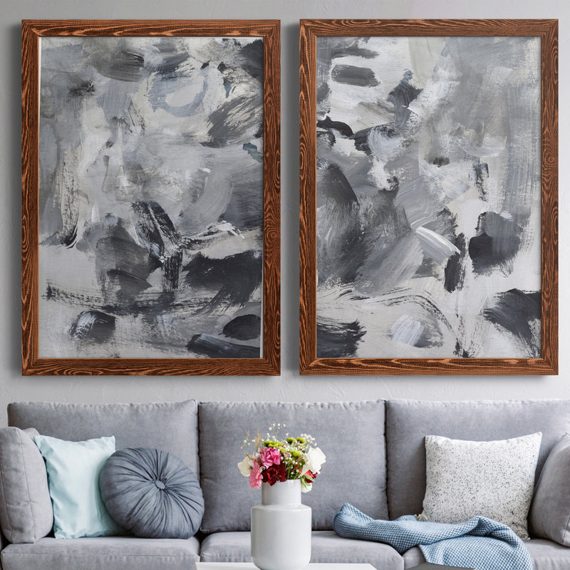 Toile encadrée noire et blanche de qualité supérieure - prête à être accrochée, H 31,5 po x l 47 po x P 1,5 po