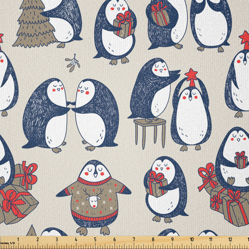Alduin Grunge Penguins Boxes Fabric