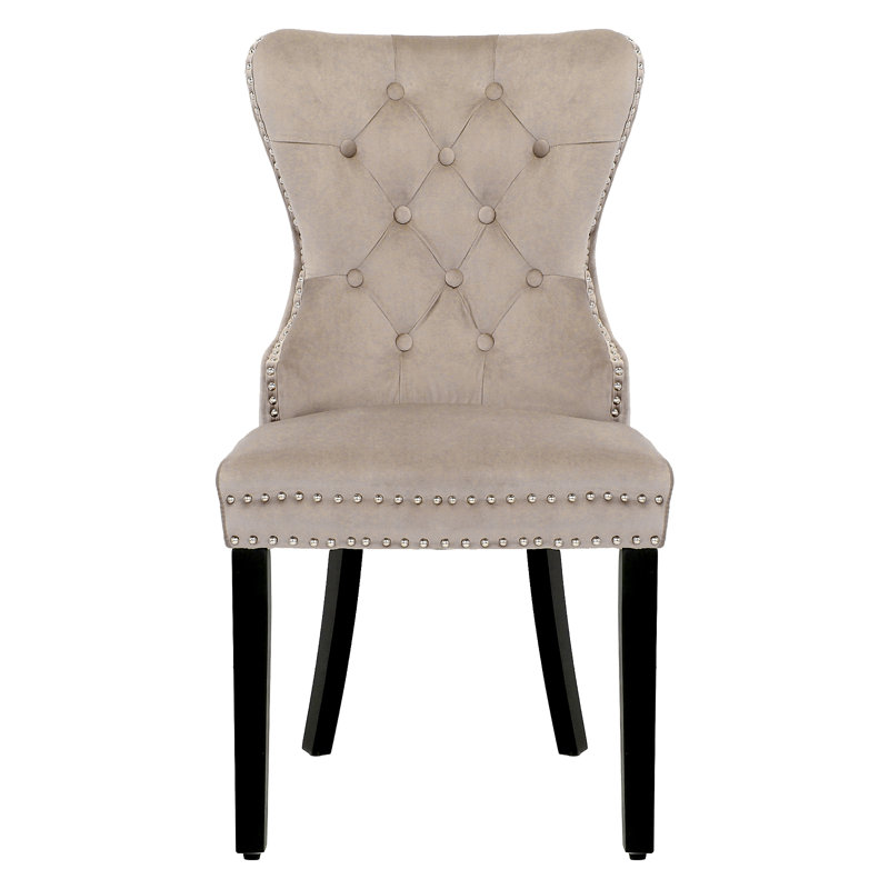 Kirsten 19.75'' H Tufted Velvet Upholstered Side Chair, Taupe