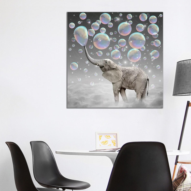 Dream Makers - Elephant Bubbles by Soaring Anchor Designs - Wrapped Canvas Print, 93.98 cm H x 93.98 cm W x 1.91 cm D