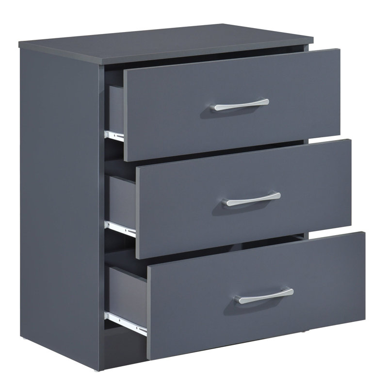 Highbury 3 Drawer Chest of Drawers, Dark Grey