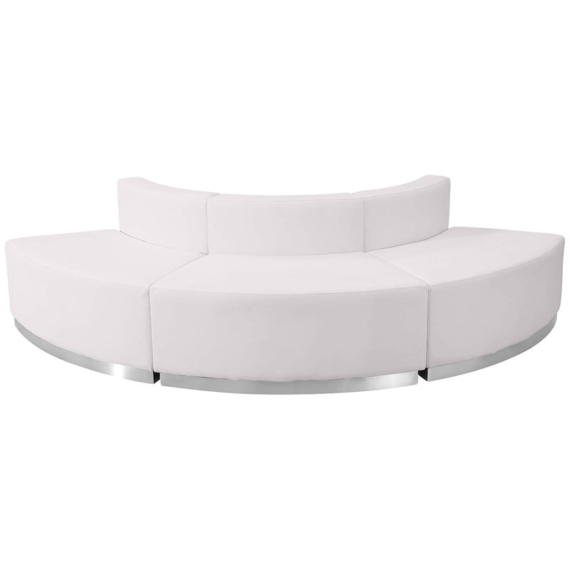 Hercules Alon 3 PC LeatherSoft Modular Reception Configuration w/Taut Back &Seat, White Faux Leather