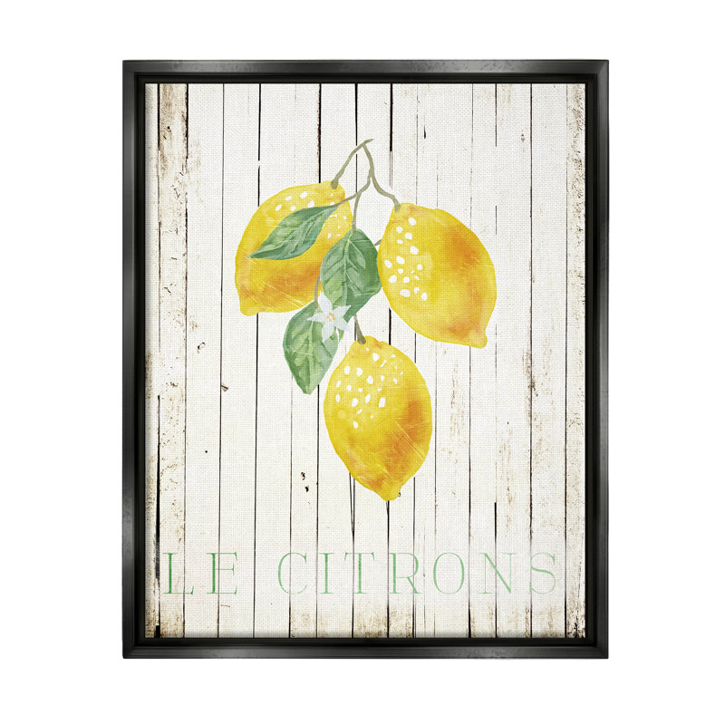 Art mural sur toile flottant Le Citrons, Cadre flottant noir de jais, H 21 po x l 17 po x P 1,7 po