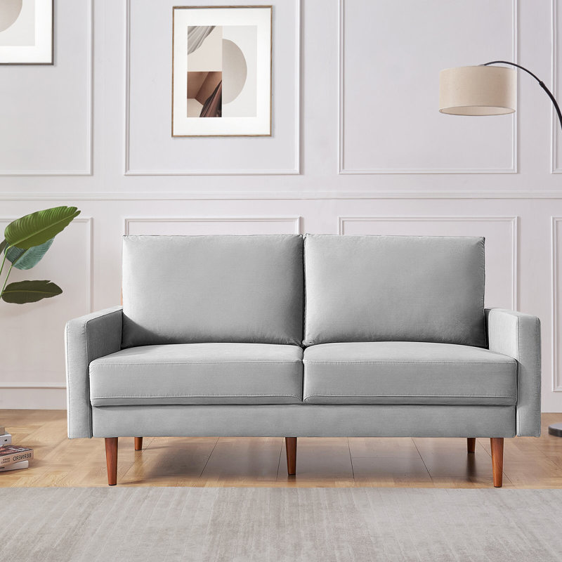 Ellmer Velvet Loveseat, Gray Velvet, 36.4" H x 57.1" W x 31.5" D