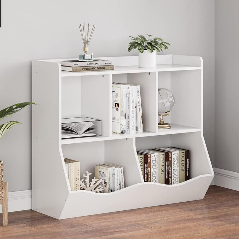 Set of 2 Children's Wooden Bookshelf & Toy Storage Unit, 2-Tier Freestanding Bookcase for Bedroom, Playroom & Nursery, White