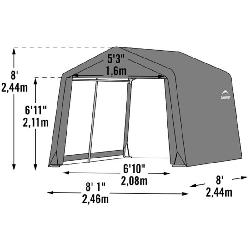 Large Gray Portable Steel Peak Roof Storage Shed