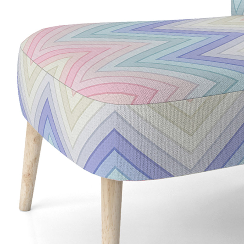 Chaise d'appoint rembourrée multicolore à motif de chevrons horizontaux