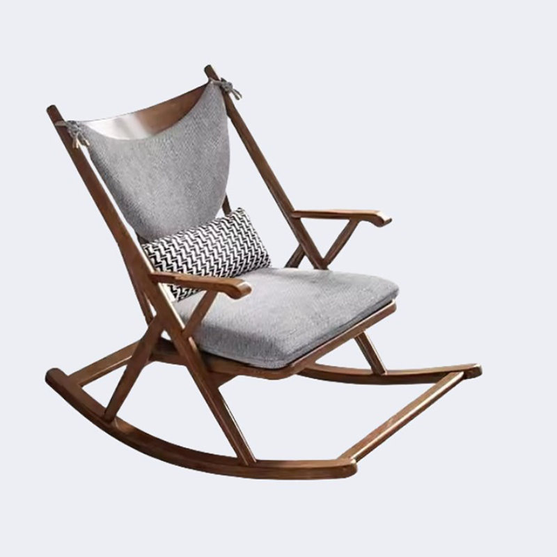 Chaise berçante en bois massif Nordic, Gris