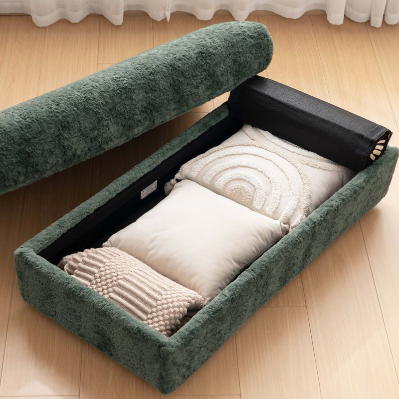 Fauteuil simple surdimensionné rembourré en fausse fourrure de lapin avec porte-gobelets intégrés, repose-pieds de rangement attaché et accoudoirs, chaise de lecture à siège profond pour appartement et salon