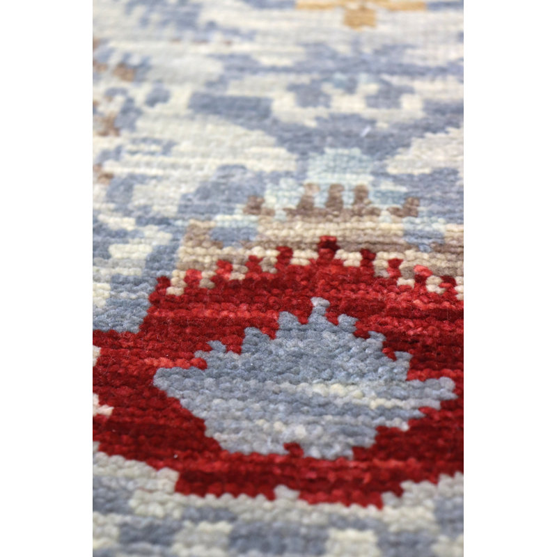 Wool Ikat Area Rug in Blue/Gold/Ivory, Rectangle 8'10" x 11'8"