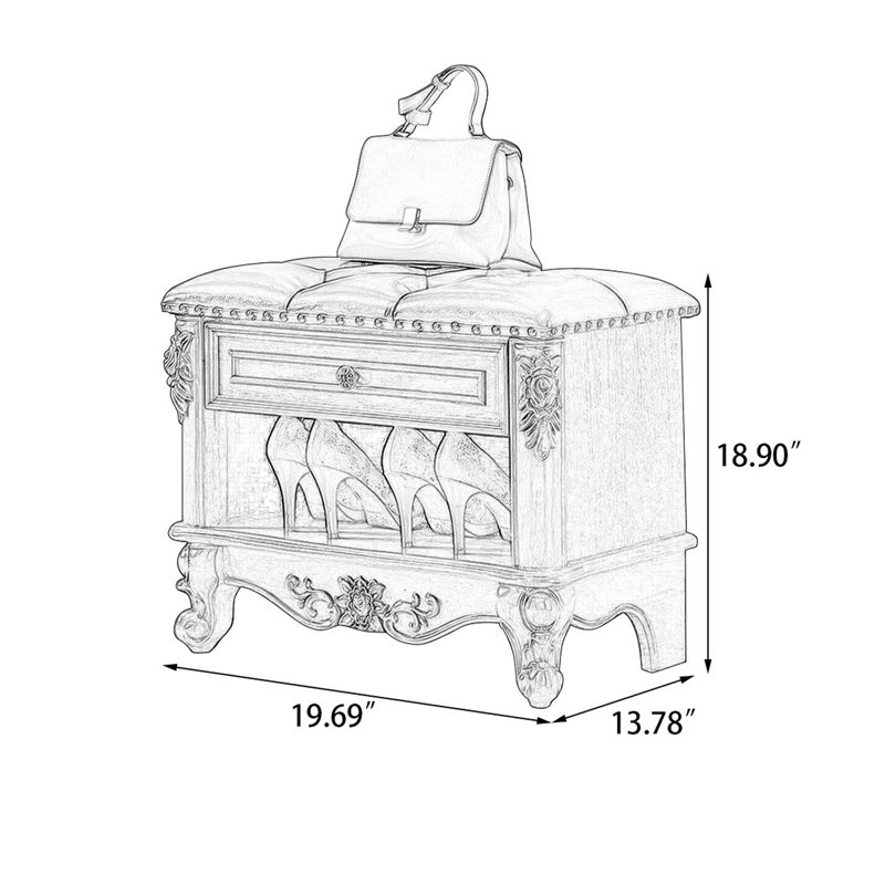 Banc rembourré brun, Noyer