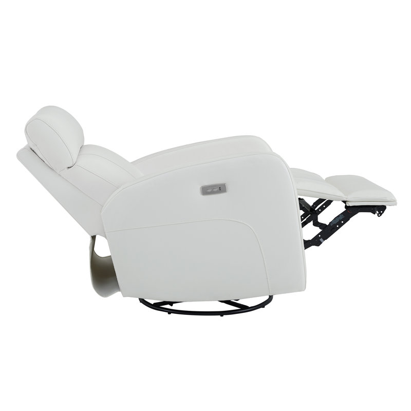 Fauteuil inclinable électrique pivotant en cuir véritable Corvin, Blanc