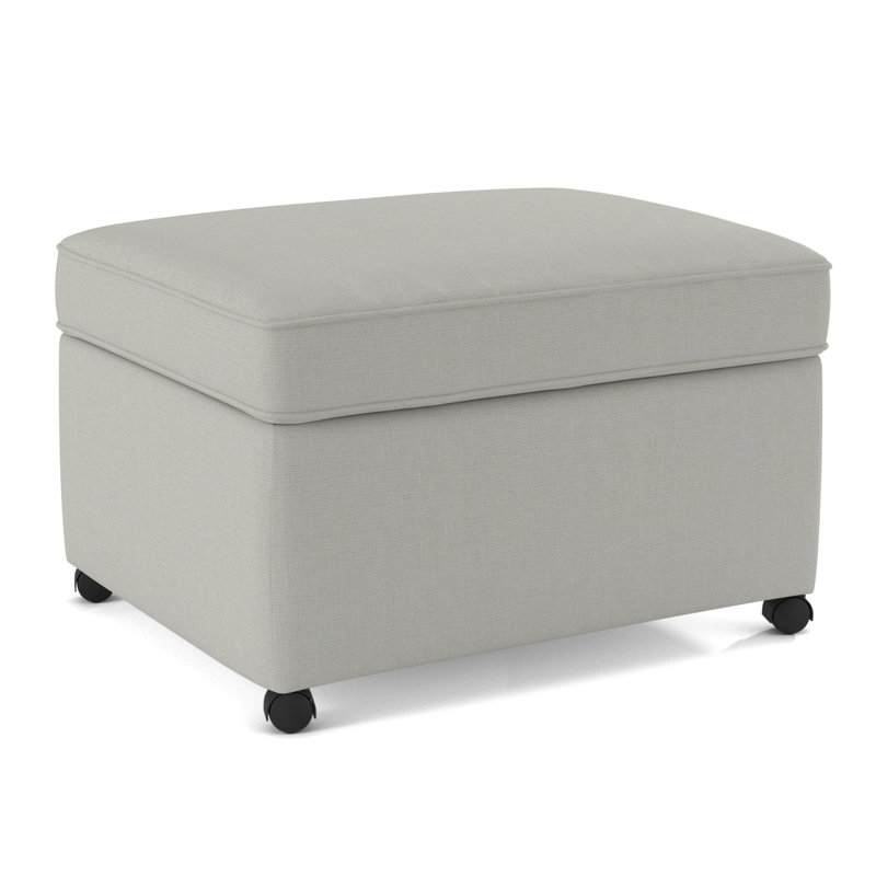 Repose-pieds rembourré Rika, Tissu natté neige Drusky Sustain®