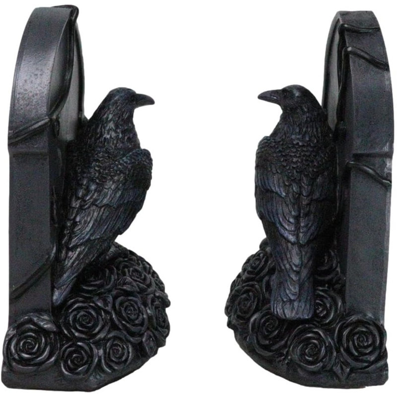 Figurine serre-livres corbeau sombre