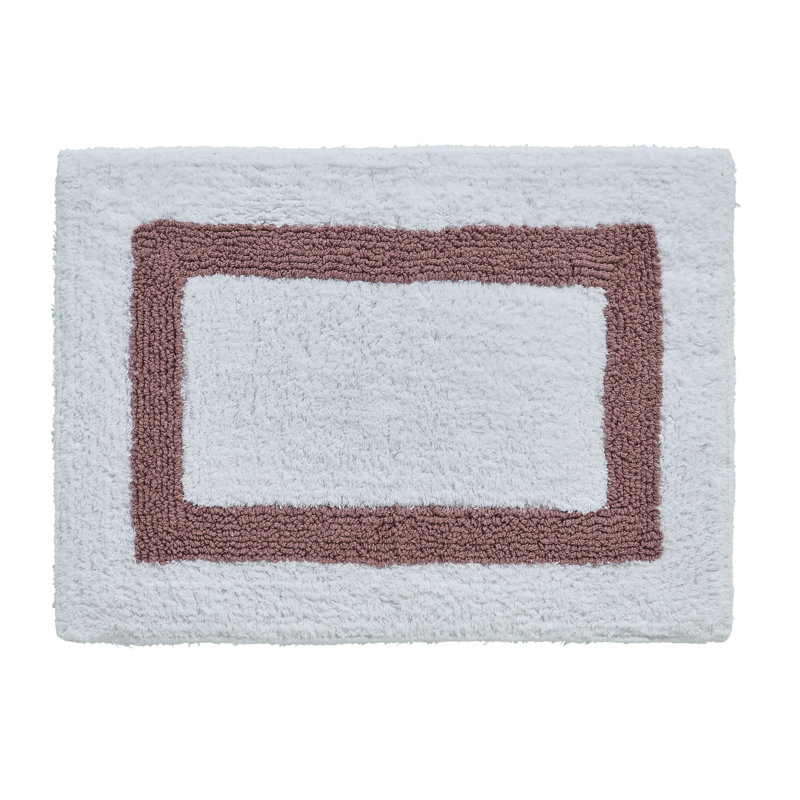 Atle Reversible Cotton Tufted Bath Rug Set, 3PC (17" x 24" | 24" x 40" | 20" x 60"), White/Pink
