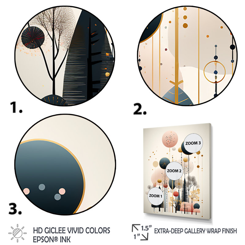 Boho Dreams Abstract Landscape In Vintage sur impression sur toile, Cadre simple noir, H 32 po x l 16 po x P 1 po