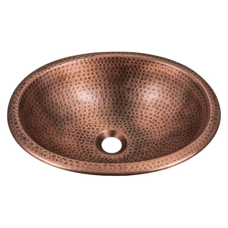 Lavabo de salle de bain ovale 17 po martelé à la main Pure Copper