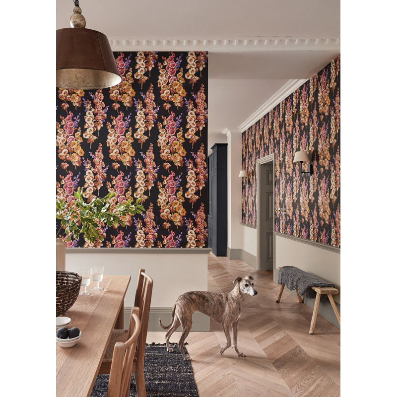 Hollyhocks Wallpaper, Copper/Rhodera