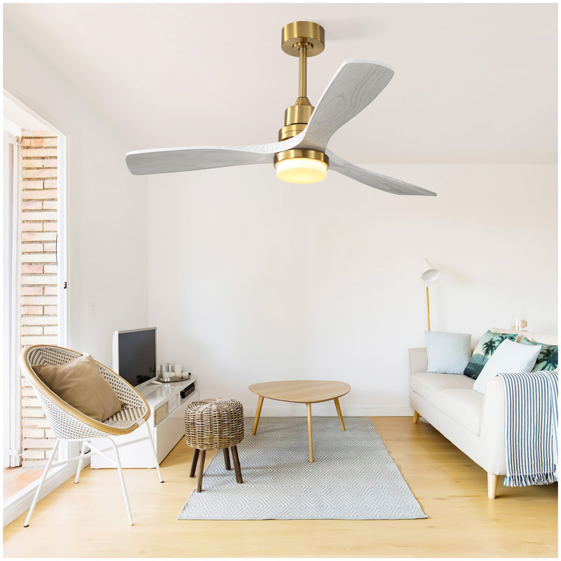 Ventilateur de plafond d'intérieur de 52 pouces avec lumière à DEL à intensité variable et télécommande à 6 vitesses pour 3 pièces