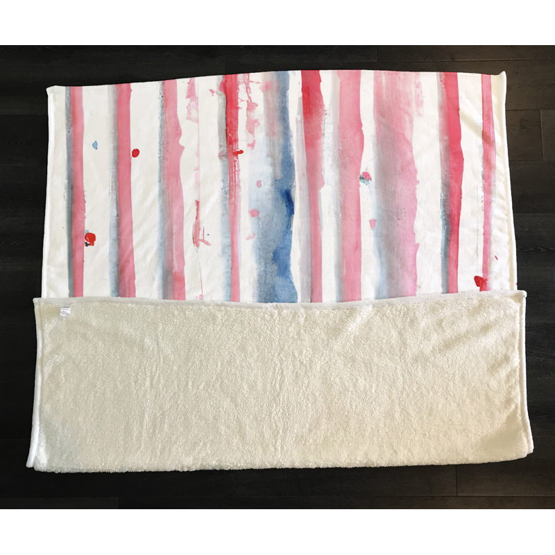 Throw Blanket, 68" W x 80" L, Striped/Abstract, Pink/Blue