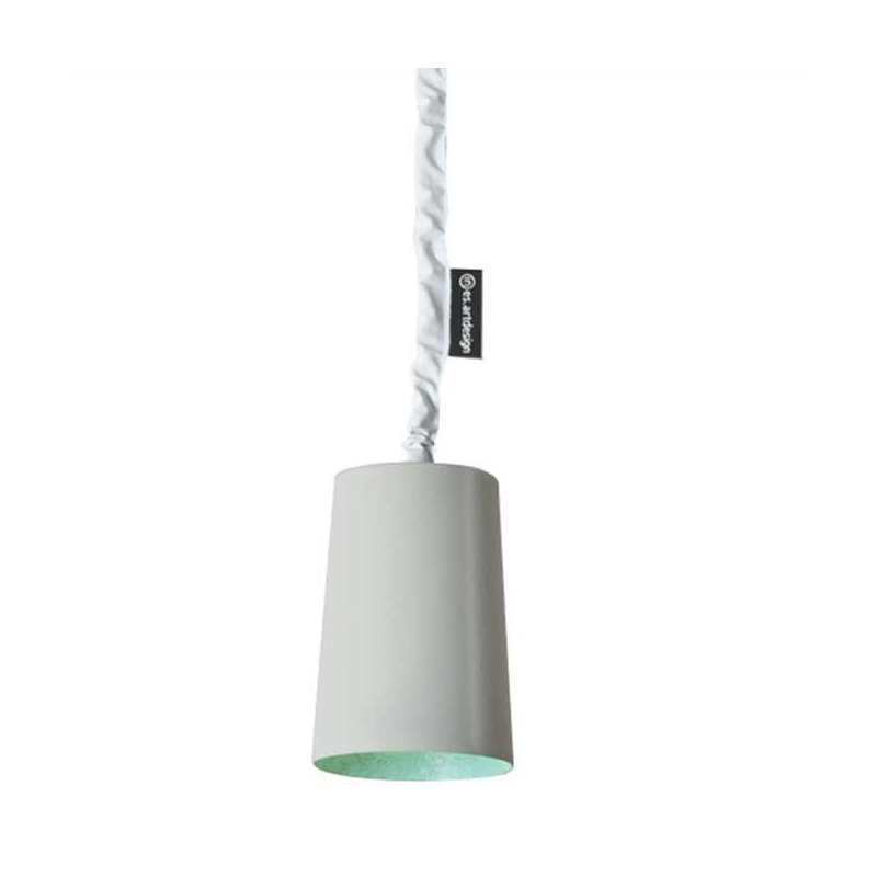 Paint 1 - Light White Bell Pendant, Grey/Turquoise