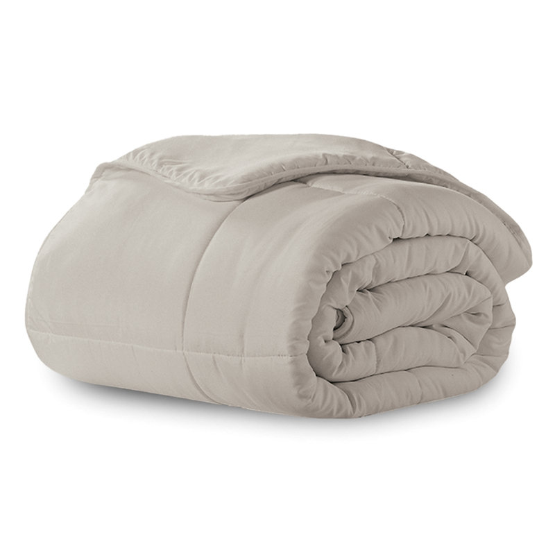 Brushed Cozy Touch Microfiber Down-Alternative Comforter, King, Khaki
