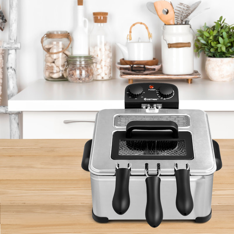 Costway 1700 Watt 5 3 Basket Indoor Turkey Fryer with Timer