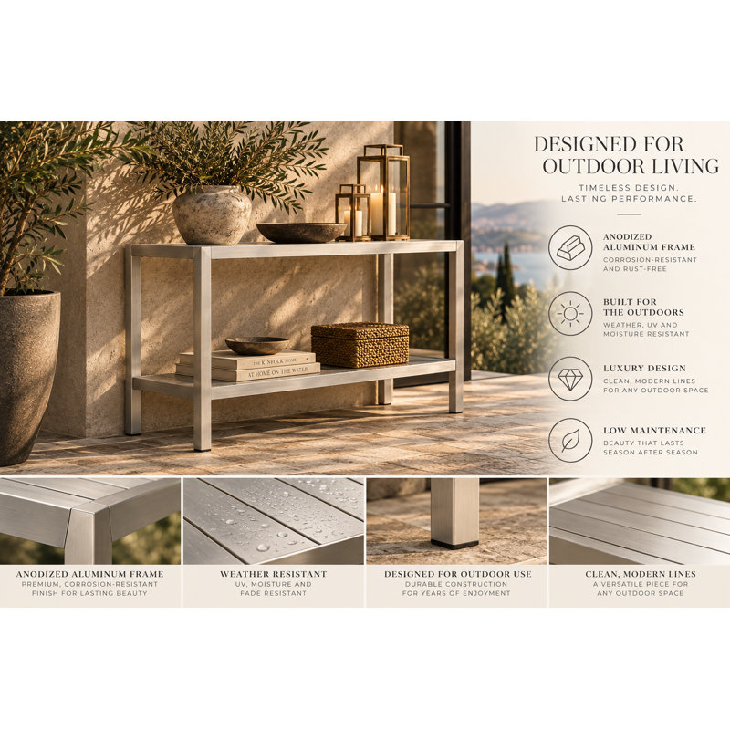 Joseph Outdoor Buffet & Console Table, Silver, Silver