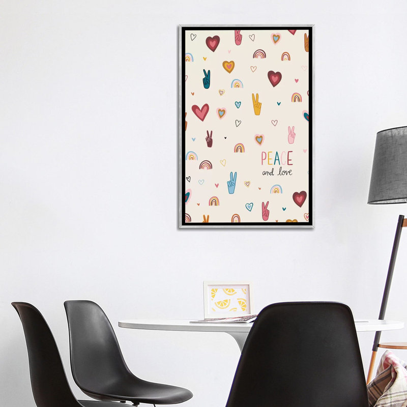 Art vi vibes, H 48 po x l 32 po x P 1,5 po, Toile avec cadre argenté