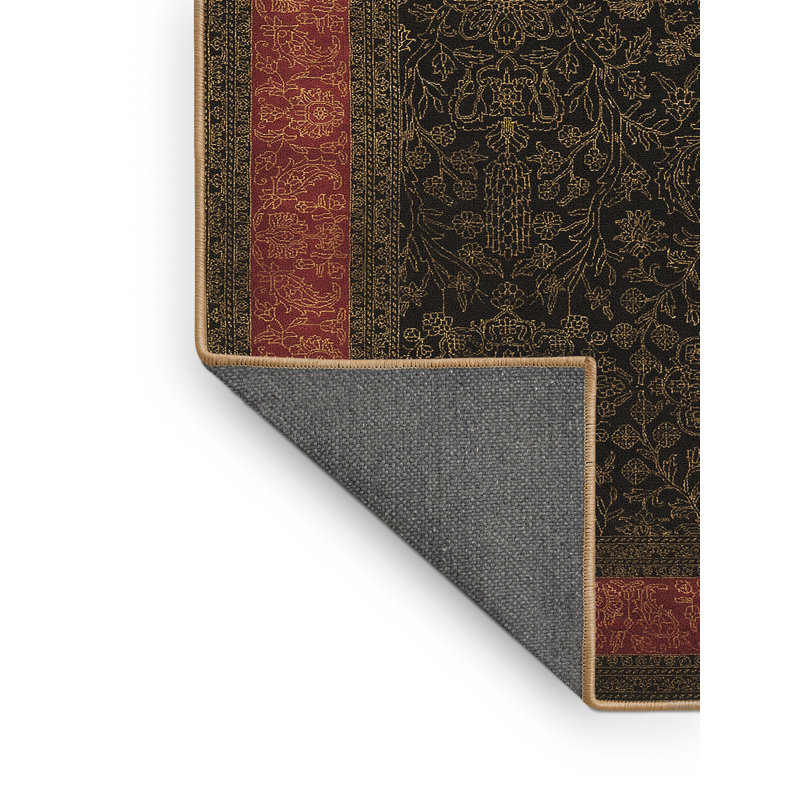 Tapis oriental rouge / noir en laine et polyester tissé à la machine 2 pi x 4 pi Oriental