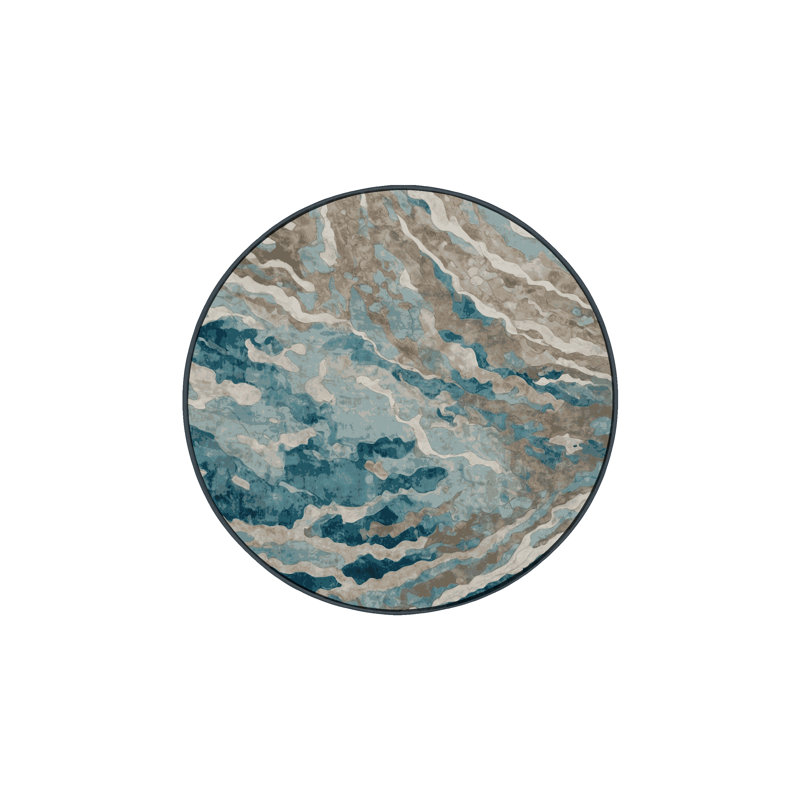 Tapis gris lavable à la machine, Rond 5 pi