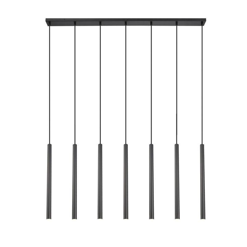 Lustre linéaire en nickel brossé 7 lumières Mahlum, Noir mat