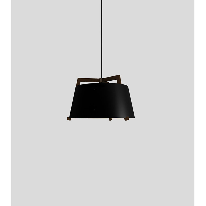 Ignis Pendant, 11.5" H x 17" W, Dark Stained Walnut/Matte Black, Incandescent no Diffuser - Rigid