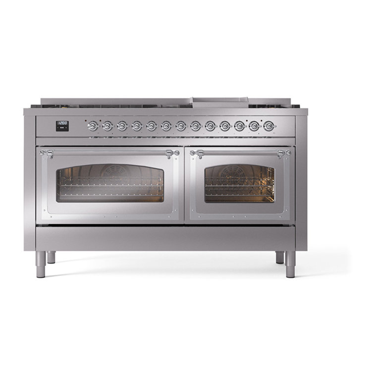 ILVE Nostalgie II Noblesse 60 in Dual Fuel Range, 9 Burner, Griddle