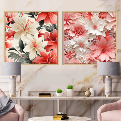 Greenock - Ensemble de 2 collages carrés floraux