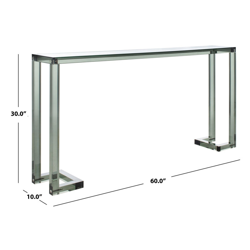 Brockham 52'' Glass Top Console Table, Black