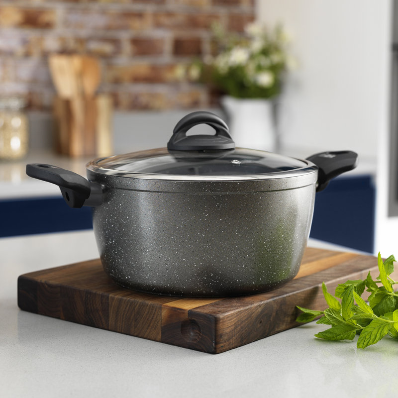 Tower T81272 Cerastone Induction Casserole Dish with Glass Lid, Non Stick Ceramic Coating, Easy to Clean, Graphite, 24 cm, 3L