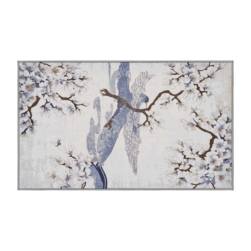 Machine Washable Gray Area Rug, Rectangle 2' x 3'