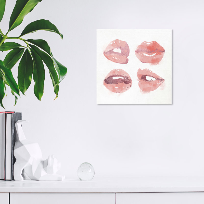 Amani XO, lèvres brillantes sur toile, L 12 po x H 12 po x P 0,8 po