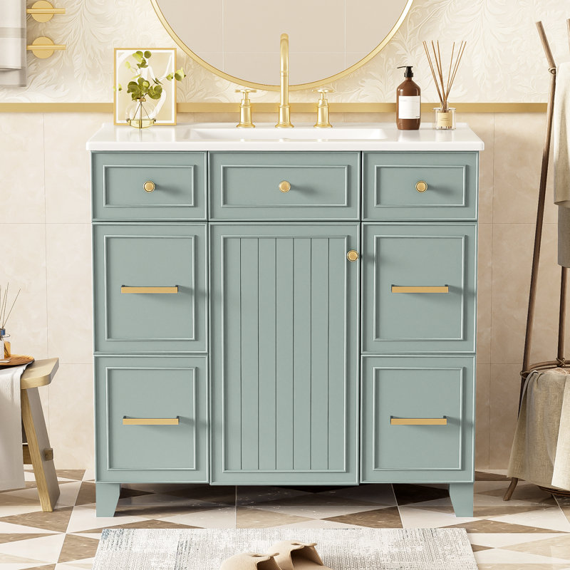36" Single Bathroom Vanity Set, Green