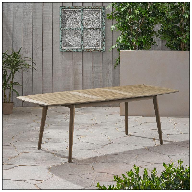 Table de salle à manger d'extérieur extensible en bois d'acacia, gris