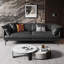 Canapé modulaire noir en cuir véritable-108613020
