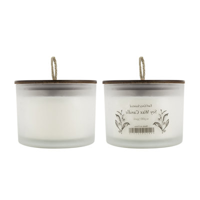 Chris Earl Grey Scented Soy Wax Candles, Set Of 2, Glass, Ivory 9 Inch