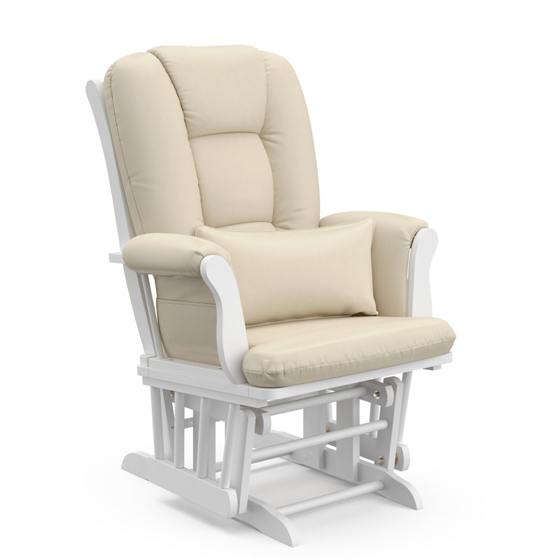 Fauteuil oscillant et coulissant avec repose-pieds Tuscany, Beige, Blanc