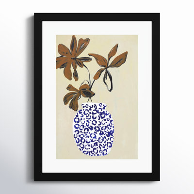 Midford Blue and Brown Floral Ambience Framed on Paper by Design Fabrikken Photograph