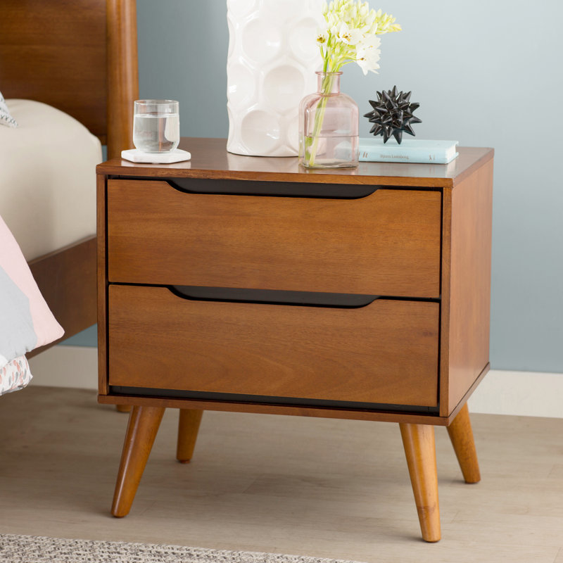 Stalter 2 - Drawer Solid Wood Nightstand, Oak
