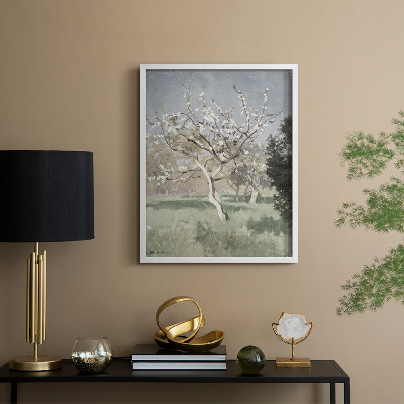 Impression florale vintage encadrée LXIV - bois massif, H 21 po x l 17 po, Blanc