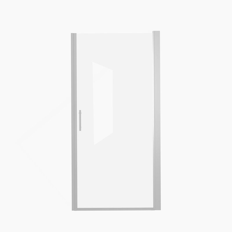 Pivot Shower Door With Brushed Nickel Aluminum Frame, Half Frame Shower Door, Brushed Nickel