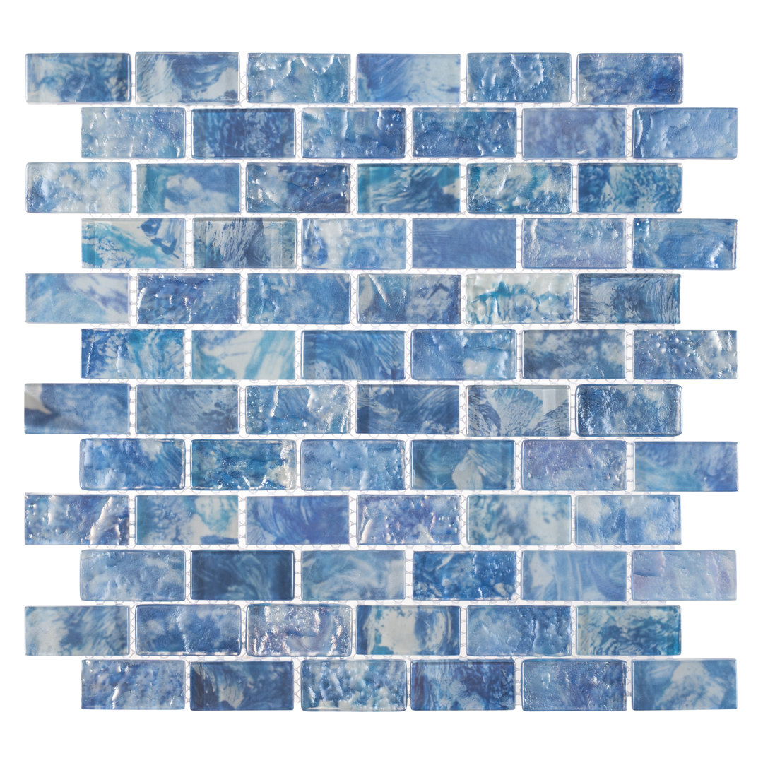 Zalo 1" x 2" Glass Brick Joint Mosaic Kitchen Backsplash, Bathroom, Shower, Pool, Wall and Floor Tile Andova 